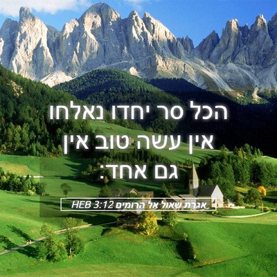 Picture 05 - אגרת שאול אל הרומים 3:12 HEB - הכל סר יחדו נאלחו אין עשה - Bible Verse Picture