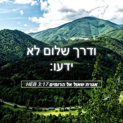 Picture 05 - אגרת שאול אל הרומים 3:17 HEB - ודרך שלום לא - Bible Verse Picture