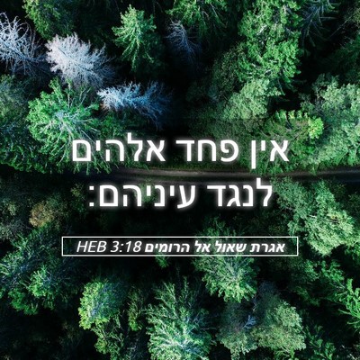 Picture 05 - אגרת שאול אל הרומים 3:18 HEB - אין פחד אלהים לנגד - Bible Verse Picture