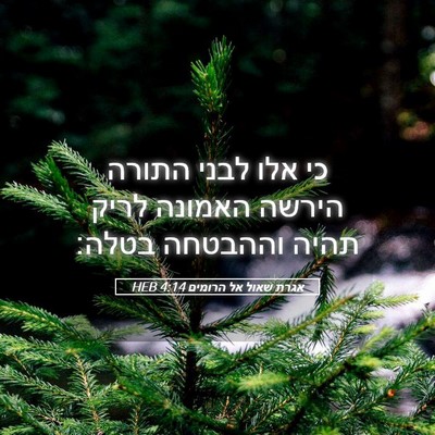 Picture 05 - אגרת שאול אל הרומים 4:14 HEB - כי אלו לבני התורה הירשה - Bible Verse Picture