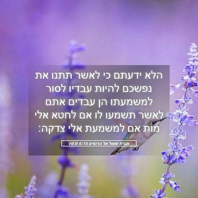 Picture 05 - אגרת שאול אל הרומים 6:16 HEB - הלא ידעתם כי לאשר תתנו את - Bible Verse Picture