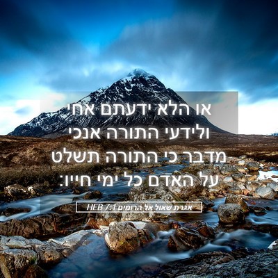 Picture 05 - אגרת שאול אל הרומים 7:1 HEB - או הלא ידעתם אחי ולידעי - Bible Verse Picture