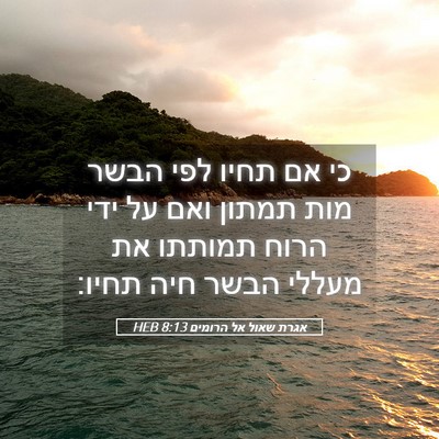 Picture 05 - אגרת שאול אל הרומים 8:13 HEB - כי אם תחיו לפי הבשר מות - Bible Verse Picture