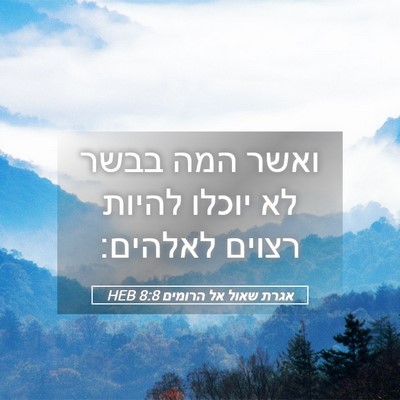 Picture 05 - אגרת שאול אל הרומים 8:8 HEB - ואשר המה בבשר לא יוכלו - Bible Verse Picture