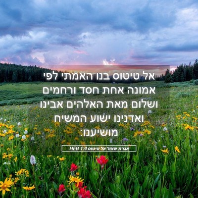 Picture 05 - אגרת שאול אל טיטוס 1:4 HEB - אל טיטוס בנו האמתי לפי - Bible Verse Picture