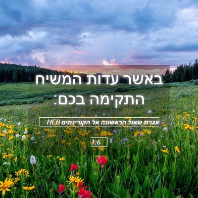 Picture 05 - אגרת שאול הראשונה אל הקורינתים 1:6 HEB - באשר עדות המשיח התקימה - Bible Verse Picture