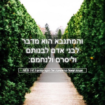 Picture 05 - אגרת שאול הראשונה אל הקורינתים 14:3 HEB - והמתנבא הוא מדבר לבני אדם - Bible Verse Picture
