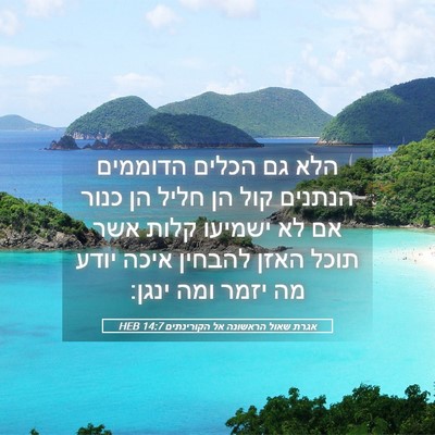 Picture 05 - אגרת שאול הראשונה אל הקורינתים 14:7 HEB - הלא גם הכלים הדוממים - Bible Verse Picture