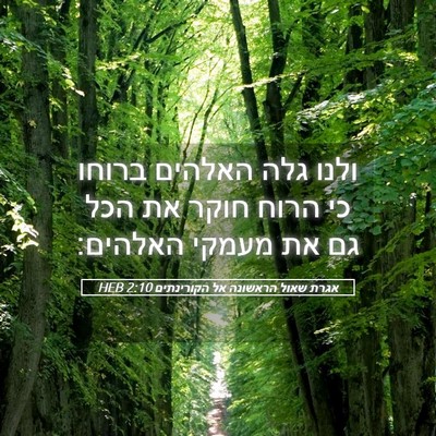 Picture 05 - אגרת שאול הראשונה אל הקורינתים 2:10 HEB - ולנו גלה האלהים ברוחו כי - Bible Verse Picture
