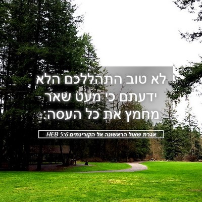 Picture 05 - אגרת שאול הראשונה אל הקורינתים 5:6 HEB - לא טוב התהללכם הלא ידעתם כי - Bible Verse Picture