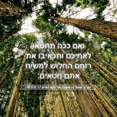 Picture 05 - אגרת שאול הראשונה אל הקורינתים 8:12 HEB - ואם ככה תחטאו לאחיכם - Bible Verse Picture