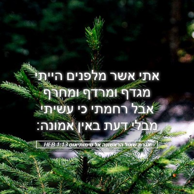 Picture 05 - אגרת שאול הראשונה אל טימותיאוס 1:13 HEB - אתי אשר מלפנים הייתי מגדף - Bible Verse Picture