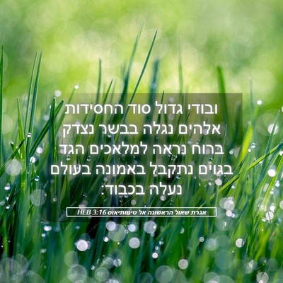 Picture 05 - אגרת שאול הראשונה אל טימותיאוס 3:16 HEB - ובודי גדול סוד החסידות - Bible Verse Picture