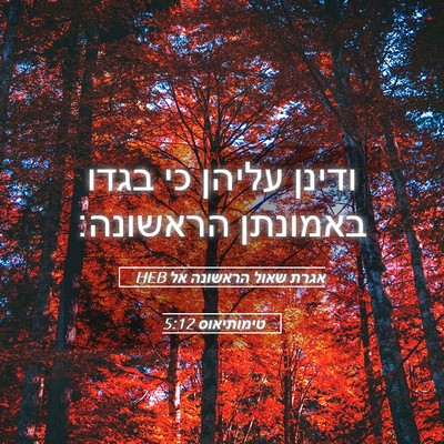 Picture 05 - אגרת שאול הראשונה אל טימותיאוס 5:12 HEB - ודינן עליהן כי בגדו - Bible Verse Picture