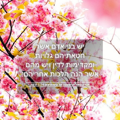 Picture 05 - אגרת שאול הראשונה אל טימותיאוס 5:24 HEB - יש בני אדם אשר חטאתיהם - Bible Verse Picture