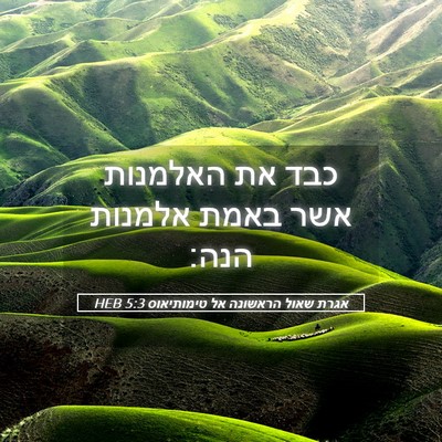 Picture 05 - אגרת שאול הראשונה אל טימותיאוס 5:3 HEB - כבד את האלמנות אשר באמת - Bible Verse Picture