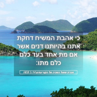 Picture 05 - אגרת שאול השניה אל הקורינתים 5:14 HEB - כי אהבת המשיח דחקת אתנו - Bible Verse Picture