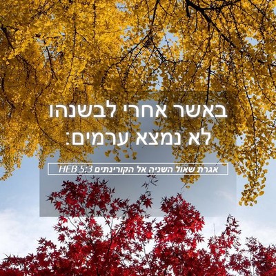 Picture 05 - אגרת שאול השניה אל הקורינתים 5:3 HEB - באשר אחרי לבשנהו לא נמצא - Bible Verse Picture