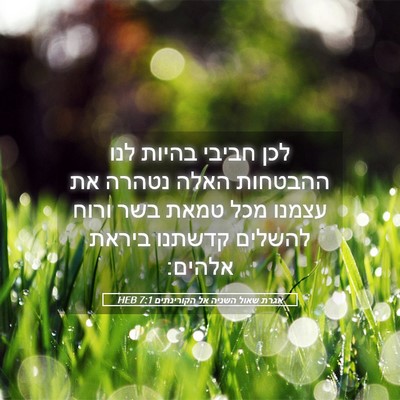 Picture 05 - אגרת שאול השניה אל הקורינתים 7:1 HEB - לכן חביבי בהיות לנו - Bible Verse Picture