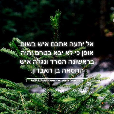 Picture 05 - אגרת שאול השניה אל התסלוניקים 2:3 HEB - אל יתעה אתכם איש בשום אופן - Bible Verse Picture
