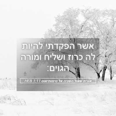 Picture 05 - אגרת שאול השניה אל טימותיאוס 1:11 HEB - אשר הפקדתי להיות לה כרוז - Bible Verse Picture
