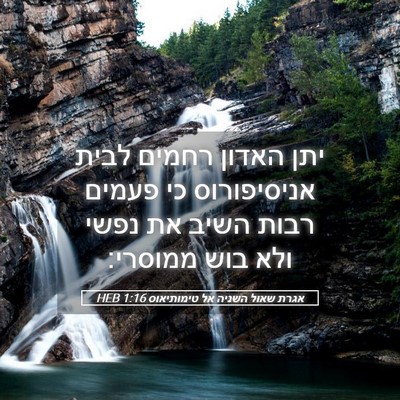 Picture 05 - אגרת שאול השניה אל טימותיאוס 1:16 HEB - יתן האדון רחמים לבית - Bible Verse Picture