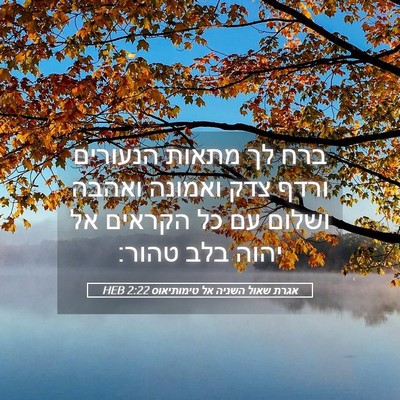 Picture 05 - אגרת שאול השניה אל טימותיאוס 2:22 HEB - ברח לך מתאות הנעורים ורדף - Bible Verse Picture