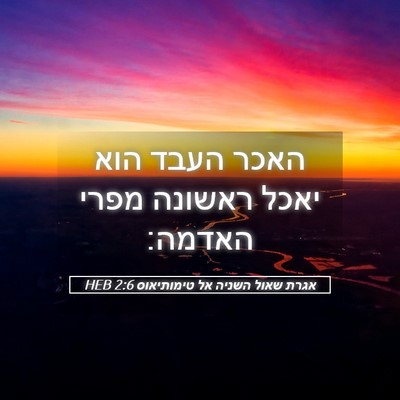 Picture 05 - אגרת שאול השניה אל טימותיאוס 2:6 HEB - האכר העבד הוא יאכל ראשונה - Bible Verse Picture
