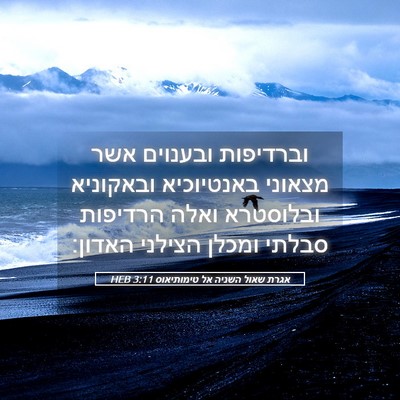 Picture 05 - אגרת שאול השניה אל טימותיאוס 3:11 HEB - וברדיפות ובענוים אשר - Bible Verse Picture