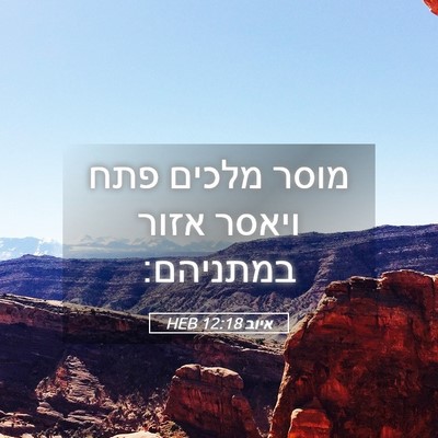 Picture 05 - איוב 12:18 HEB - מוסר מלכים פתח ויאסר אזור - Bible Verse Picture