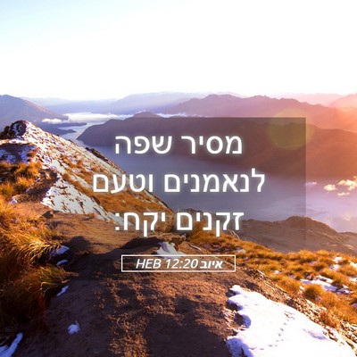 Picture 05 - איוב 12:20 HEB - מסיר שפה לנאמנים וטעם - Bible Verse Picture