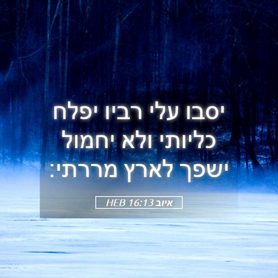 Picture 05 - איוב 16:13 HEB - יסבו עלי רביו יפלח כליותי - Bible Verse Picture