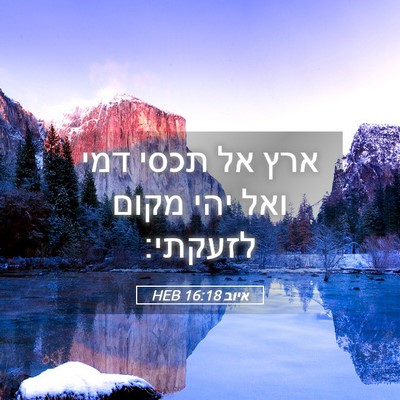 Picture 05 - איוב 16:18 HEB - ארץ אל תכסי דמי ואל יהי - Bible Verse Picture