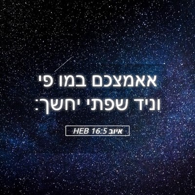 Picture 05 - איוב 16:5 HEB - אאמצכם במו פי וניד שפתי - Bible Verse Picture