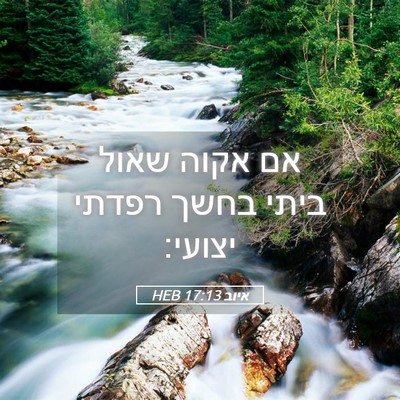 Picture 05 - איוב 17:13 HEB - אם אקוה שאול ביתי בחשך - Bible Verse Picture