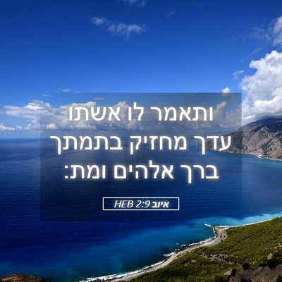 Picture 05 - איוב 2:9 HEB - ותאמר לו אשתו עדך מחזיק - Bible Verse Picture