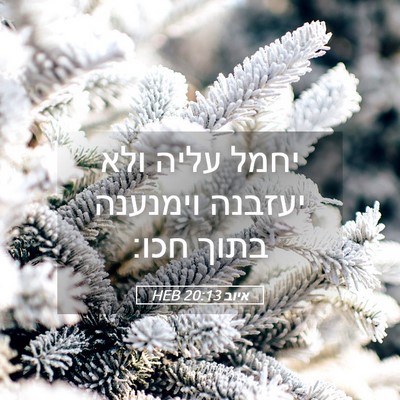 Picture 05 - איוב 20:13 HEB - יחמל עליה ולא יעזבנה - Bible Verse Picture