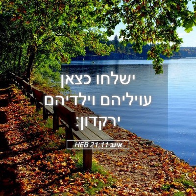 Picture 05 - איוב 21:11 HEB - ישלחו כצאן עויליהם וילדיהם - Bible Verse Picture