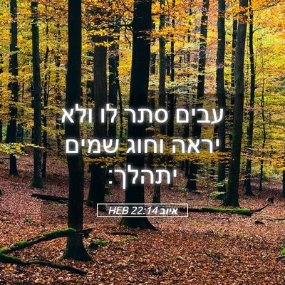 Picture 05 - איוב 22:14 HEB - עבים סתר לו ולא יראה וחוג - Bible Verse Picture