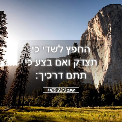 Picture 05 - איוב 22:3 HEB - החפץ לשדי כי תצדק ואם בצע - Bible Verse Picture