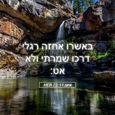 Picture 05 - איוב 23:11 HEB - באשרו אחזה רגלי דרכו שמרתי - Bible Verse Picture