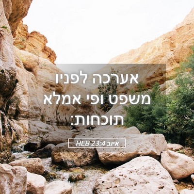 Picture 05 - איוב 23:4 HEB - אערכה לפניו משפט ופי אמלא - Bible Verse Picture