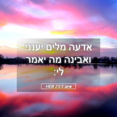 Picture 05 - איוב 23:5 HEB - אדעה מלים יענני ואבינה מה - Bible Verse Picture