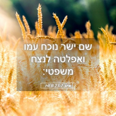 Picture 05 - איוב 23:7 HEB - שם ישר נוכח עמו ואפלטה לנצח - Bible Verse Picture