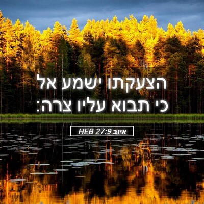 Picture 05 - איוב 27:9 HEB - הצעקתו ישמע אל כי תבוא עליו - Bible Verse Picture