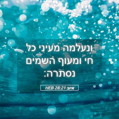 Picture 05 - איוב 28:21 HEB - ונעלמה מעיני כל חי ומעוף - Bible Verse Picture