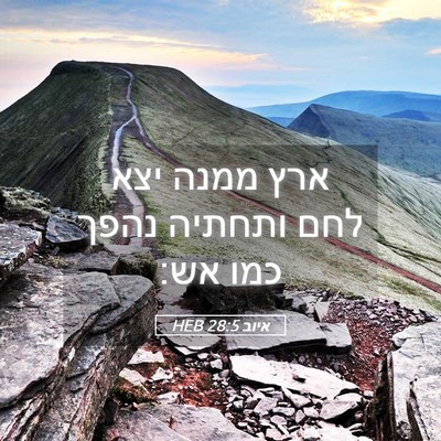 Picture 05 - איוב 28:5 HEB - ארץ ממנה יצא לחם ותחתיה - Bible Verse Picture