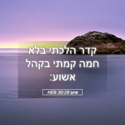 Picture 05 - איוב 30:28 HEB - קדר הלכתי בלא חמה קמתי בקהל - Bible Verse Picture