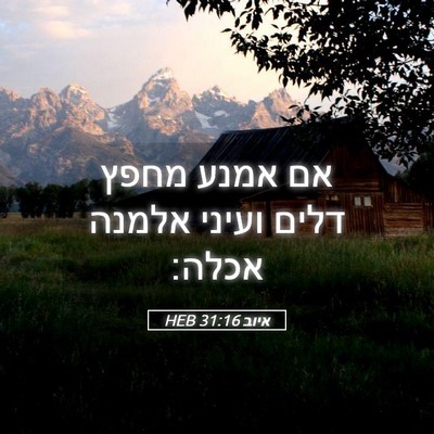 Picture 05 - איוב 31:16 HEB - אם אמנע מחפץ דלים ועיני - Bible Verse Picture