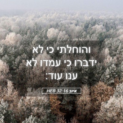Picture 05 - איוב 32:16 HEB - והוחלתי כי לא ידברו כי עמדו - Bible Verse Picture